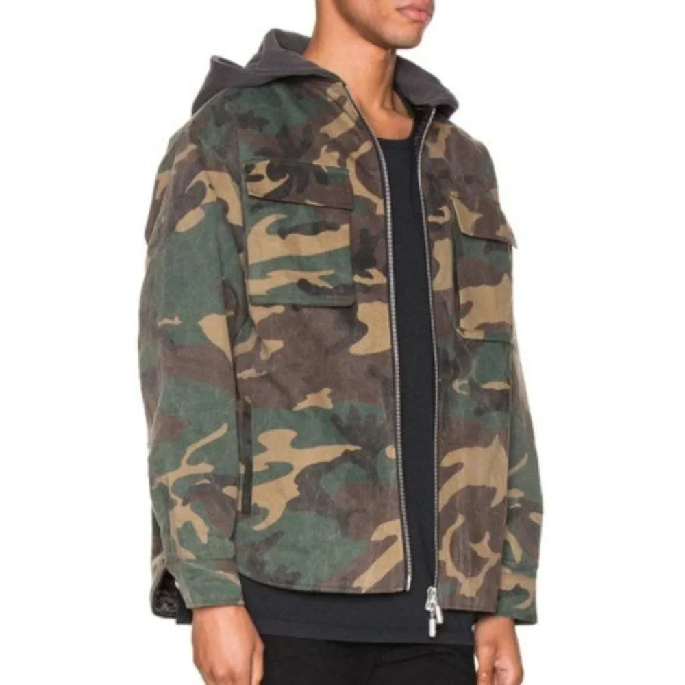 RHUDE Camo‎ Print Hooded Jacket Quilted Zip Up Cotton Coat Parka Size Small NWOT